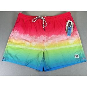 Spicy Tuna Swim Trunks 2XL Coral Palm Tree Gradient Board Shorts NWT UPF 50+